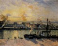 coucher de soleil le port de rouen bateau à vapeur 1898 Camille Pissarro